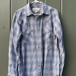 Ryan Michael Snap Button Shirt Western Cowboy Blue -- Men's Large